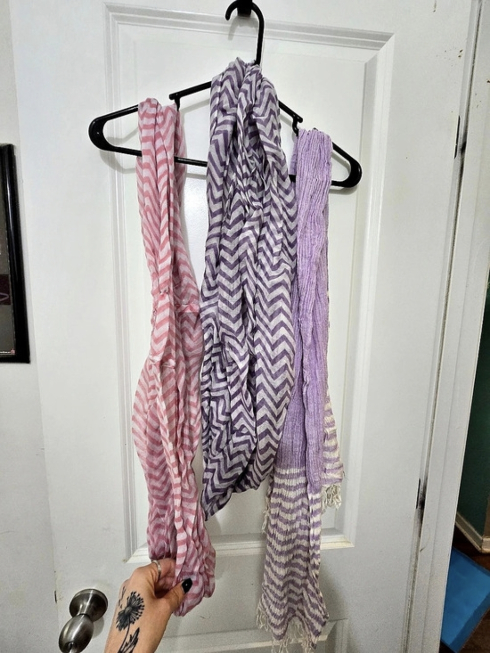 Chevron Print Scarves in Purple & Pink